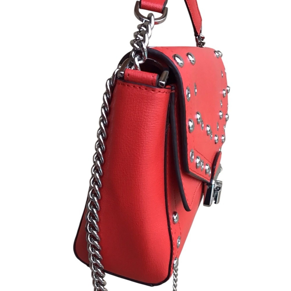 Michael Kors Kinsley Red Leather Studded Crossbody - Picture 11 of 17